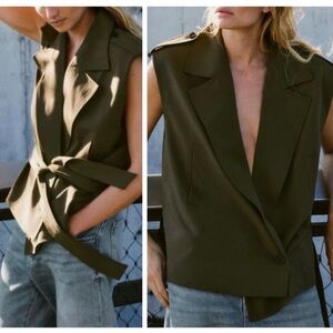 ZARA size M L vest with shoulder pads and belt